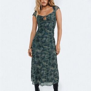 Princess Polly Elegant Green Patterned Dress